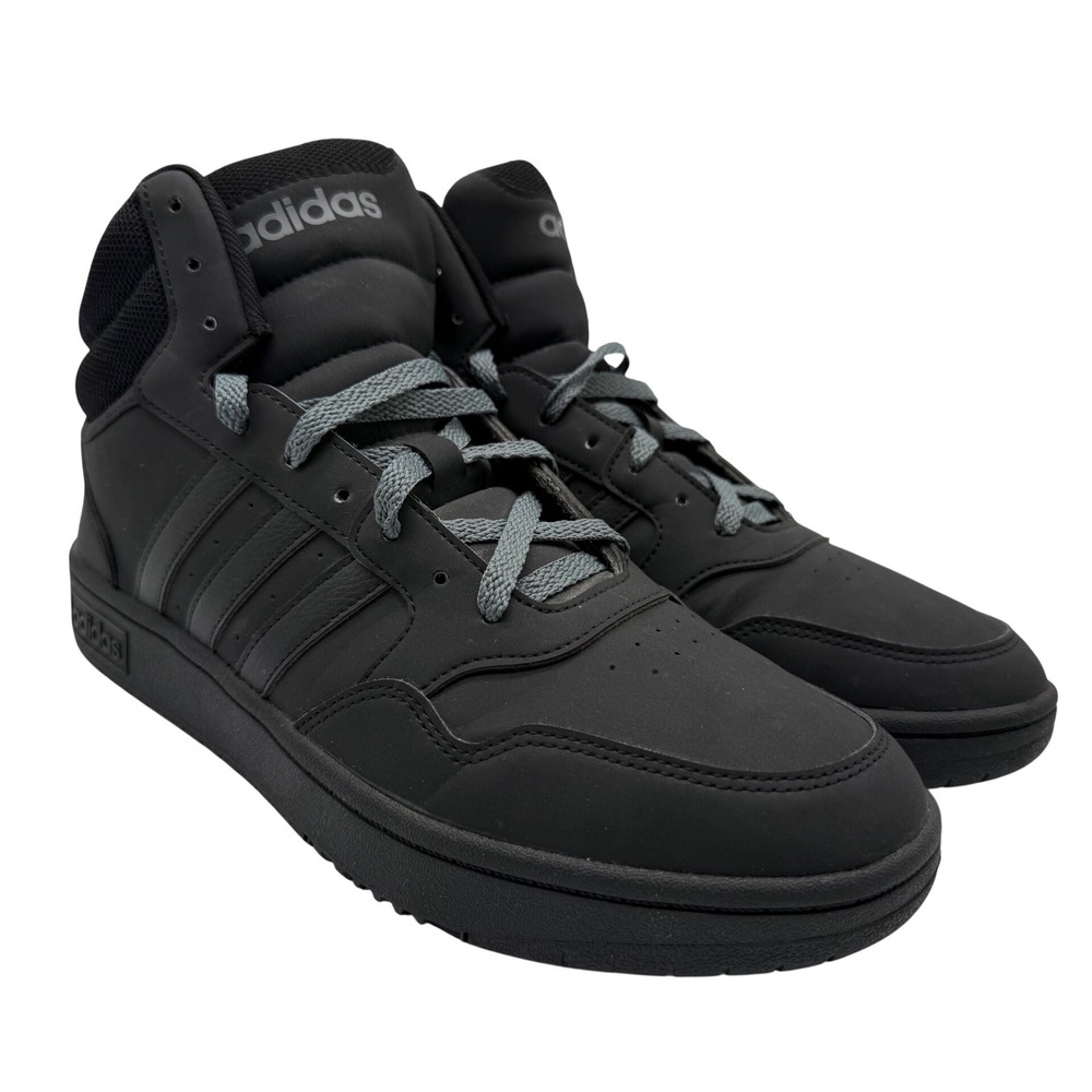 Adidas Hoops 3.0 Mid Mens Basketball Shoes Core Black Grey GV6683 Size 10.5 EUC